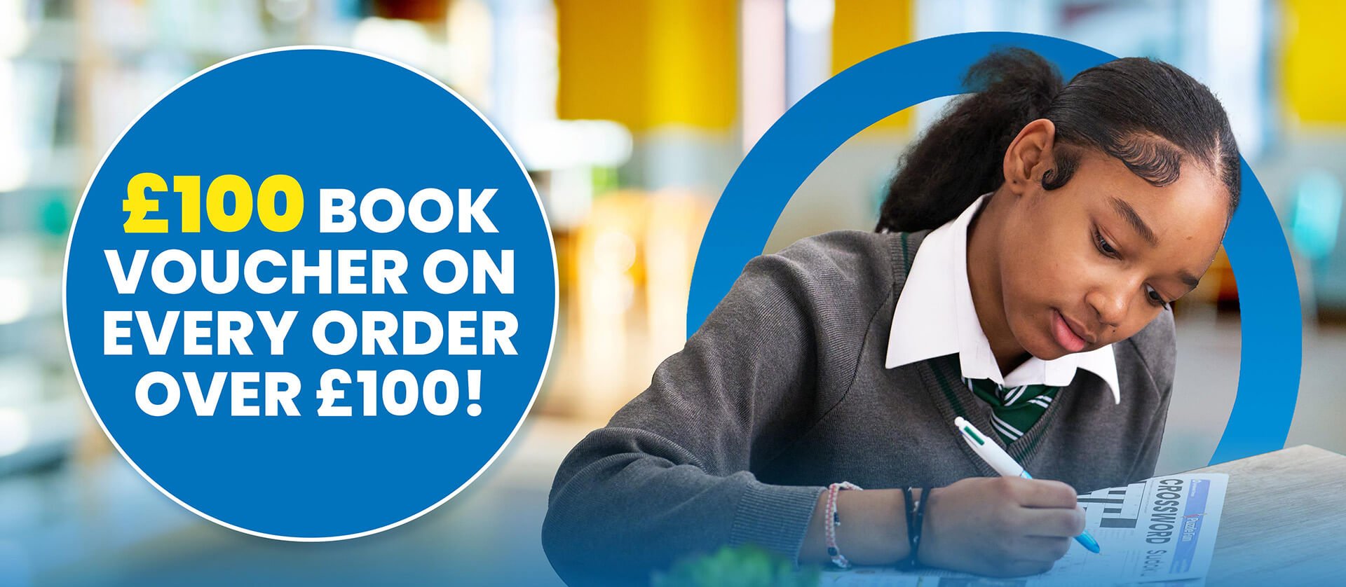 £100 book voucher on every order over £100!